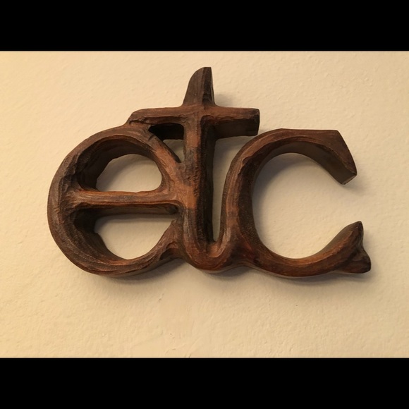 Beautiful Hand Carved Solid Wood ETC Sign - Picture 2 of 5